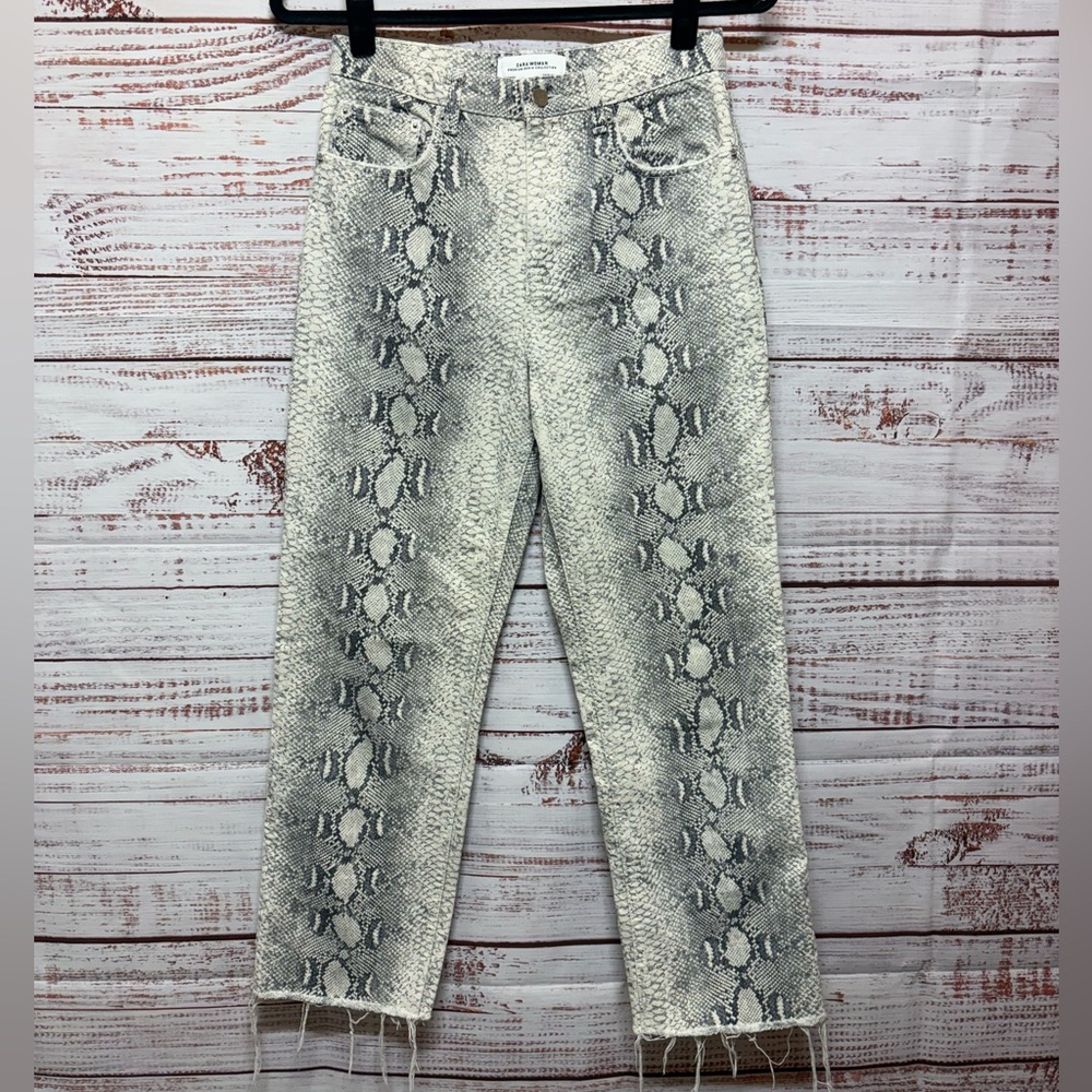 Zara Snakeskin High-Rise Straight Jean